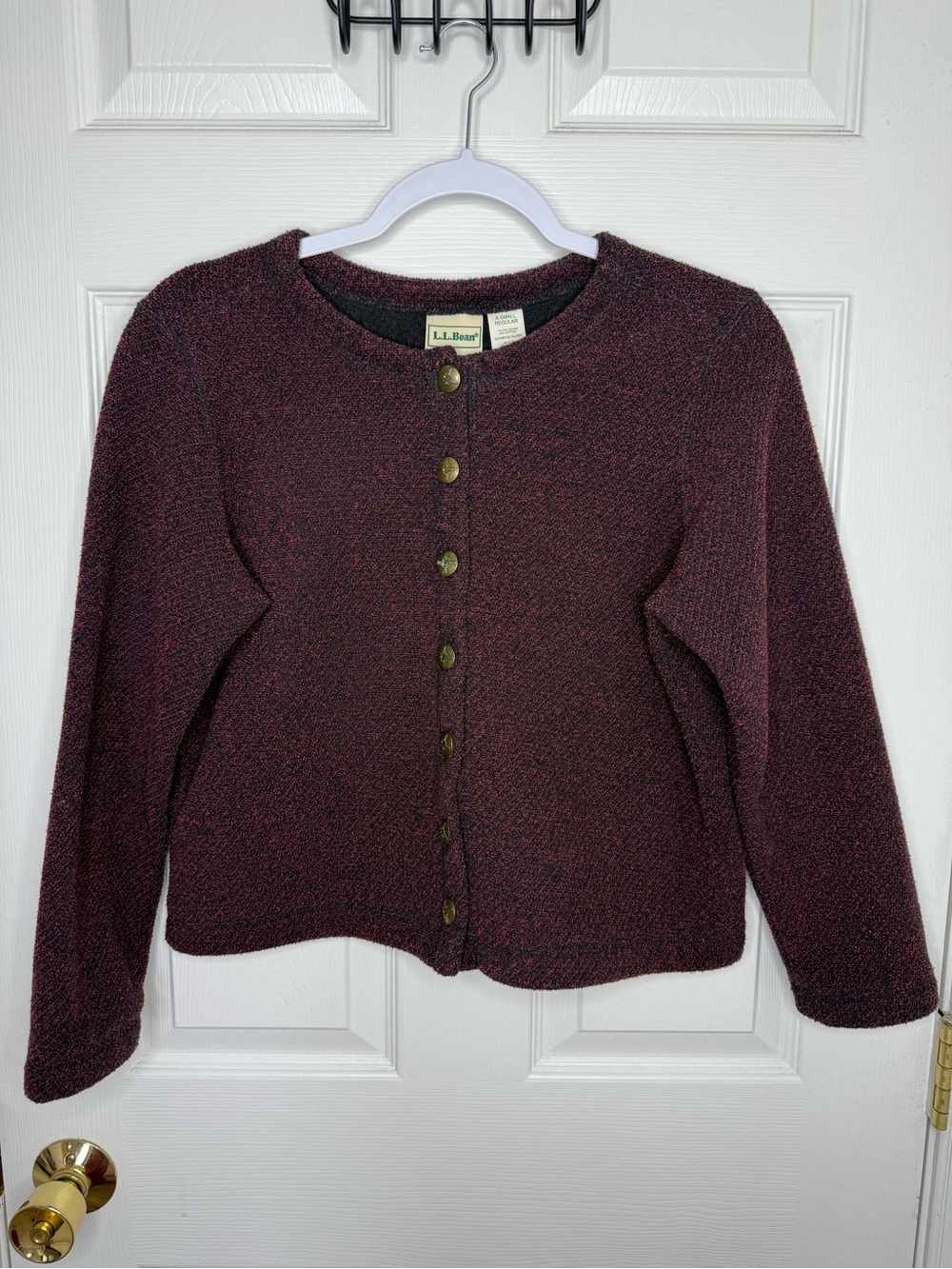 Vintage 1998 L.L.Bean Burgundy Marled Button-Front Cardigan Sweater – XS